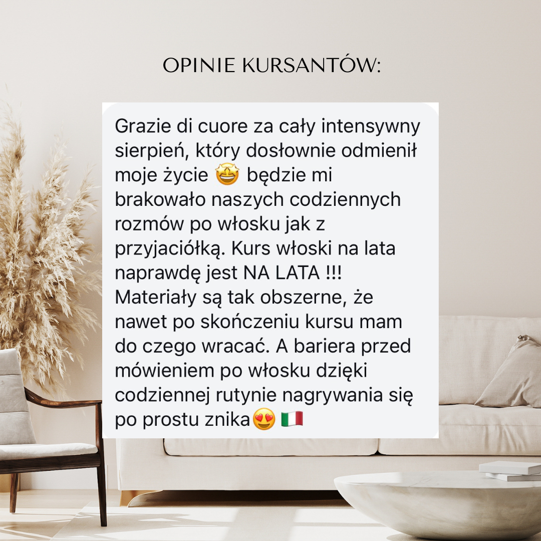 Pakiet - 10 tygodni lekcji indywidualnych po włosku online + autorskie materiały - obrazek 10